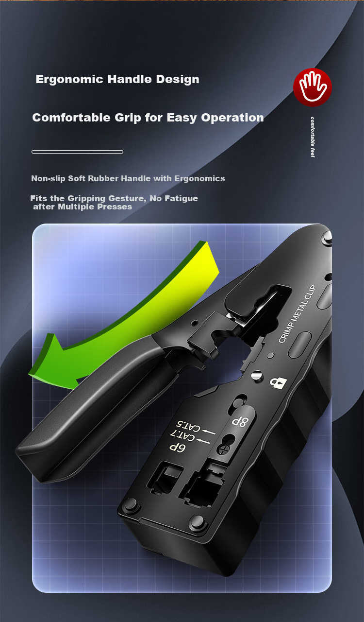 AMPCOM Flagship AMPCOM Category 7 Cable Crimper, Through-Penetrating Swallow-Tail Clip, Cat5e/6/7 Shielded RJ45 Connector Crimping Pliers, 4-In Wire Stripper/cutter/breaker AR728YE 13