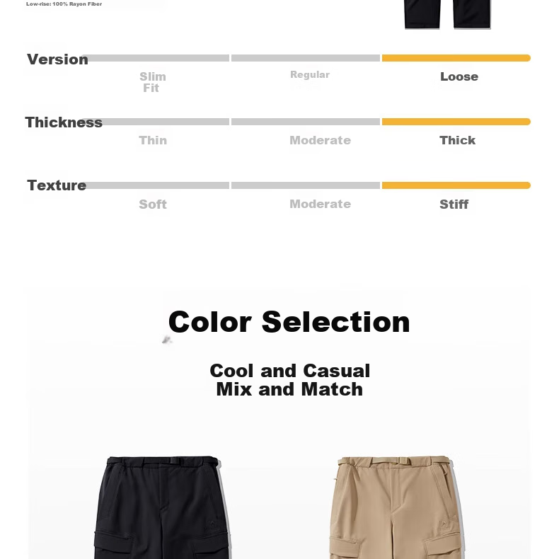 CAMEL Men's Loose Straight Wide-Leg Pants with Fleece Lining, Windproof, Water-Resistant, Large Pockets, Cargo Pants, Hiking Trousers for Men 1683 15