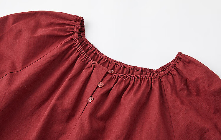 Dme [Elastic One-Shoulder Round Neck Two-Way Wear] Summer Lightweight Linen Cotton Blend Blouse Elegant Shirt Women's Top 15
