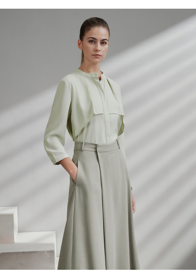 G2000 Textured Draped Casual 3/4 Sleeve Shirt Spring Summer Mall Edition Mint 36 9