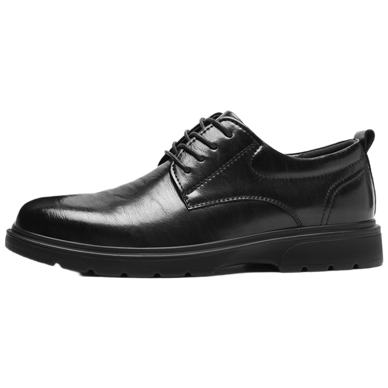HLA Men's Leather Shoes, Business Casual Spring And Summer Formal Derby Shoes HAAPXM1EBH090, Black Height-Increasing Style, Size 44