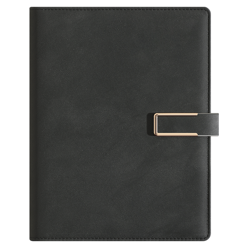 Faramon Loose-Leaf Notebook, A5 Size, Thickened, Detachable, Business Office Leather Cover, Meeting Record Book, High-Quality Diary, Customizable, A5-Black/buckle Style