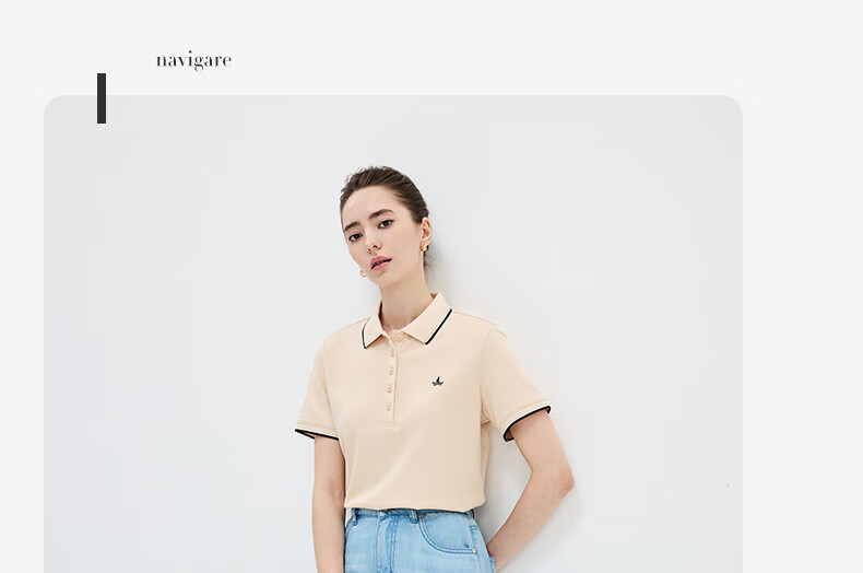 Navigare Women's Basic Collared T-Shirt, Commuter Short-Sleeve Polo Shirt, 2325525529 29