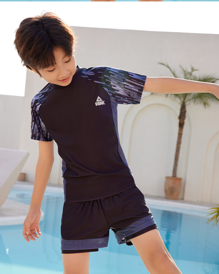 Pike Children's Swimwear Boys' Swim Trunks Set Two-Piece Swimsuit for Boys Big Small Medium Kids Gray And Black Size 150 15