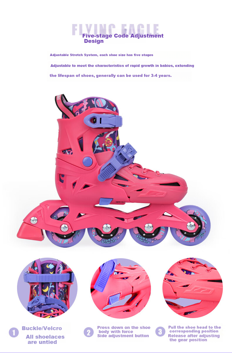 Feiying Roller Skates for Children, Girls And Boys, Beginner Inline Skates, Professional Lock-Wheel Flat Roller Skates, Inline Skating Shoes, Ice Skates 7