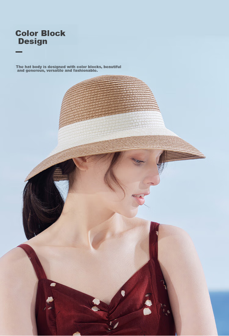JIUMU Sun Hat for Women, Straw Hat, Beach Hat, Summer Outdoor Face-Covering Hat, CW050 5