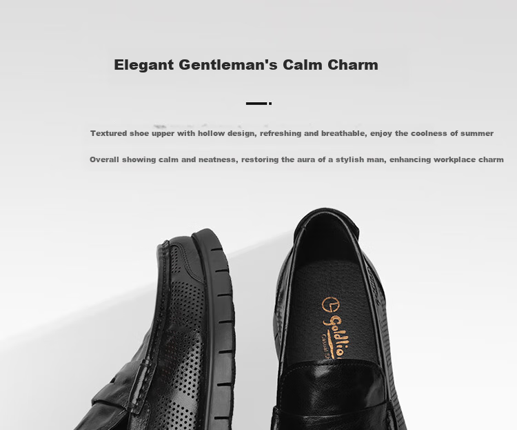 Goldlion Men's Business Casual Perforated Breathable Comfortable Durable Loafers G508320205 Black Size 39 3