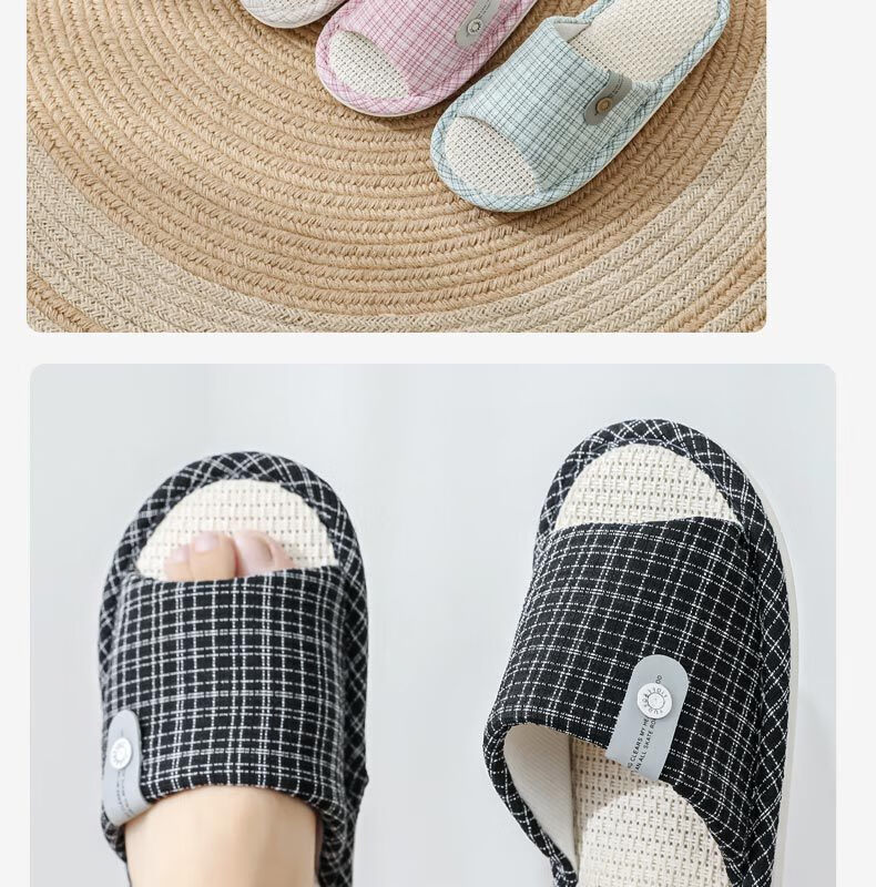 Huameijianbu Linen Slippers, Non-Slip, Couple's Home Indoor Soft-Soled Cotton Linen Floor Slippers, HM6130, Pink, Size 40-41 6