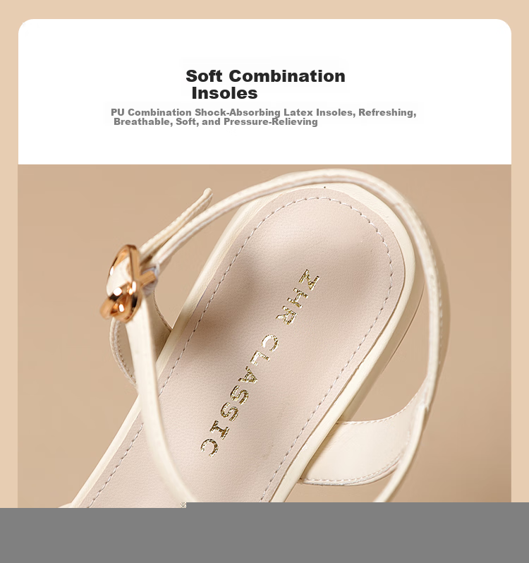 ZHR Women's Summer Sandals with Closed Toe And Chunky Heel, Elegant And Sweet Style Versatile Women's Shoes Y767 Beige 35 7