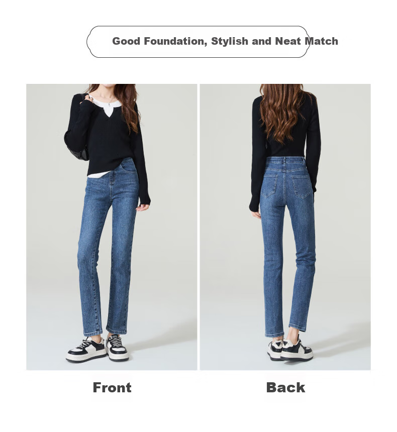 ESE-Y Spring New Loose-Fitting Slimming Petite Slim-Fit Cigarette Pants, Denim Blue, Size 29 4