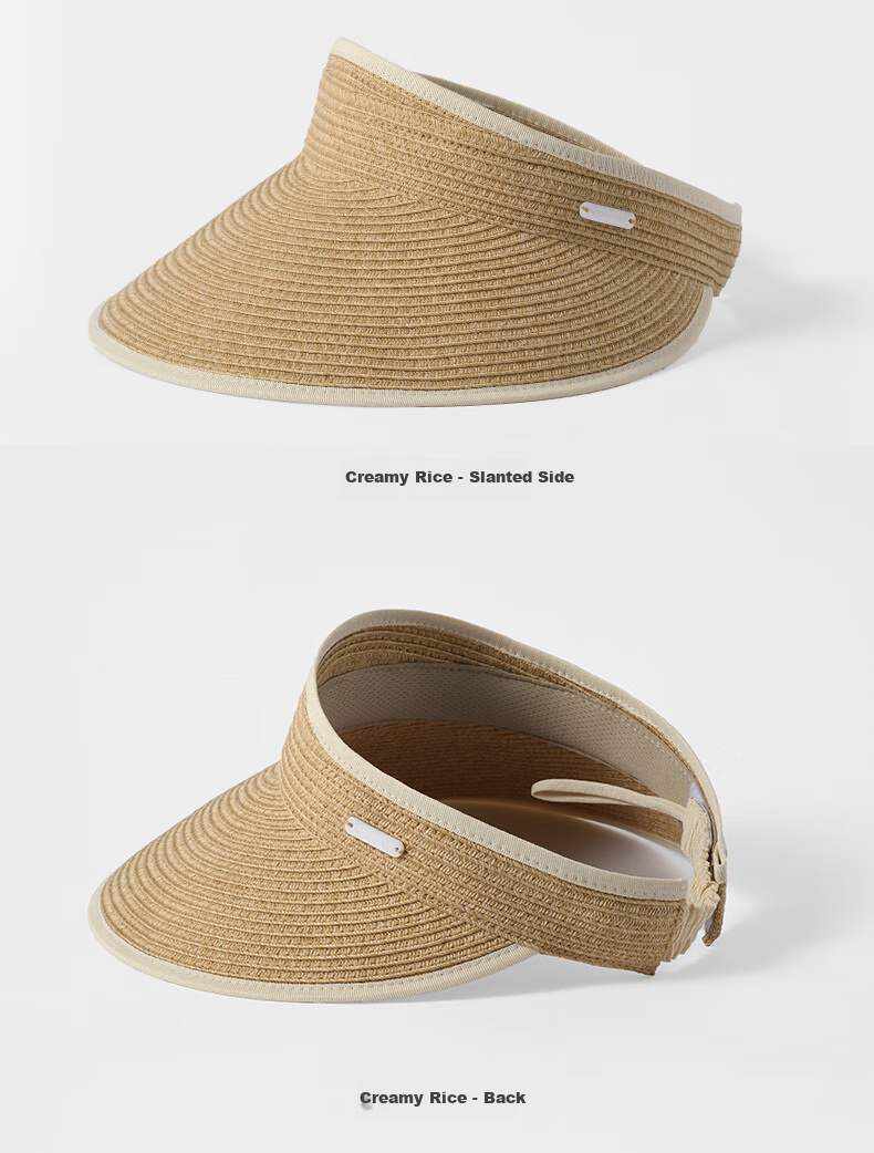 Kenmont Children's Foldable Beach Straw Hat, Spring And Summer UV Protection, Open-Top Sun Hat, Ponytail Hair Tie Sun Protection Hat, Km-4420 9