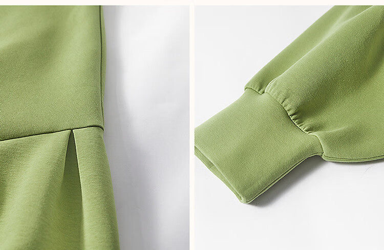 Dme 350G Air Layer Spring Simple Round Neck Lantern Sleeve Loose Fit Sweatshirt for Women 10