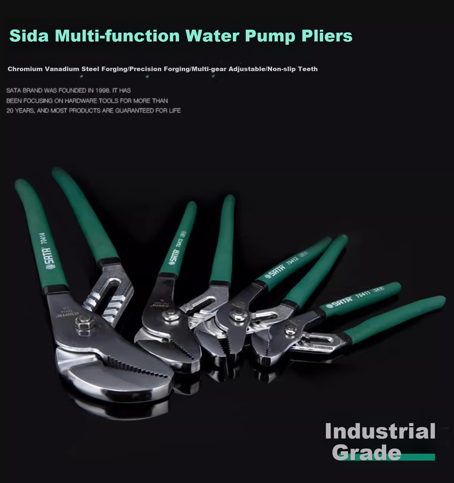 SATA 72412 G Series Quick-Adjust Wide-Mouth Water Pump Pliers, 10", 10 Inches 1