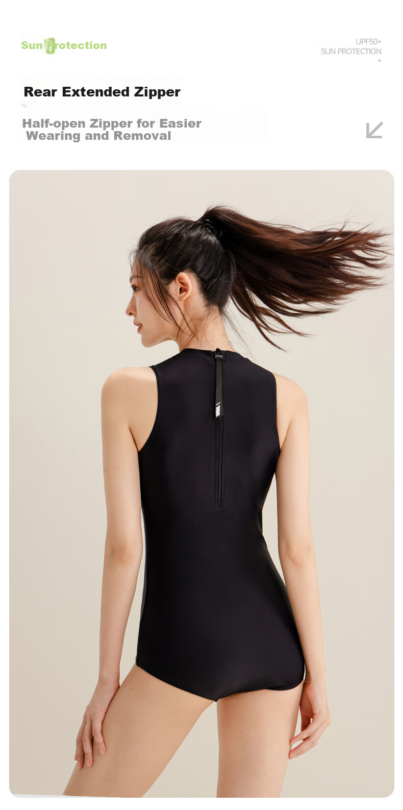 Li-Ning Women's One-Piece Swimsuit, Professional Training Triangle Swimwear, Fashionable Plus Size Swimsuit, 0391 Black XL 2