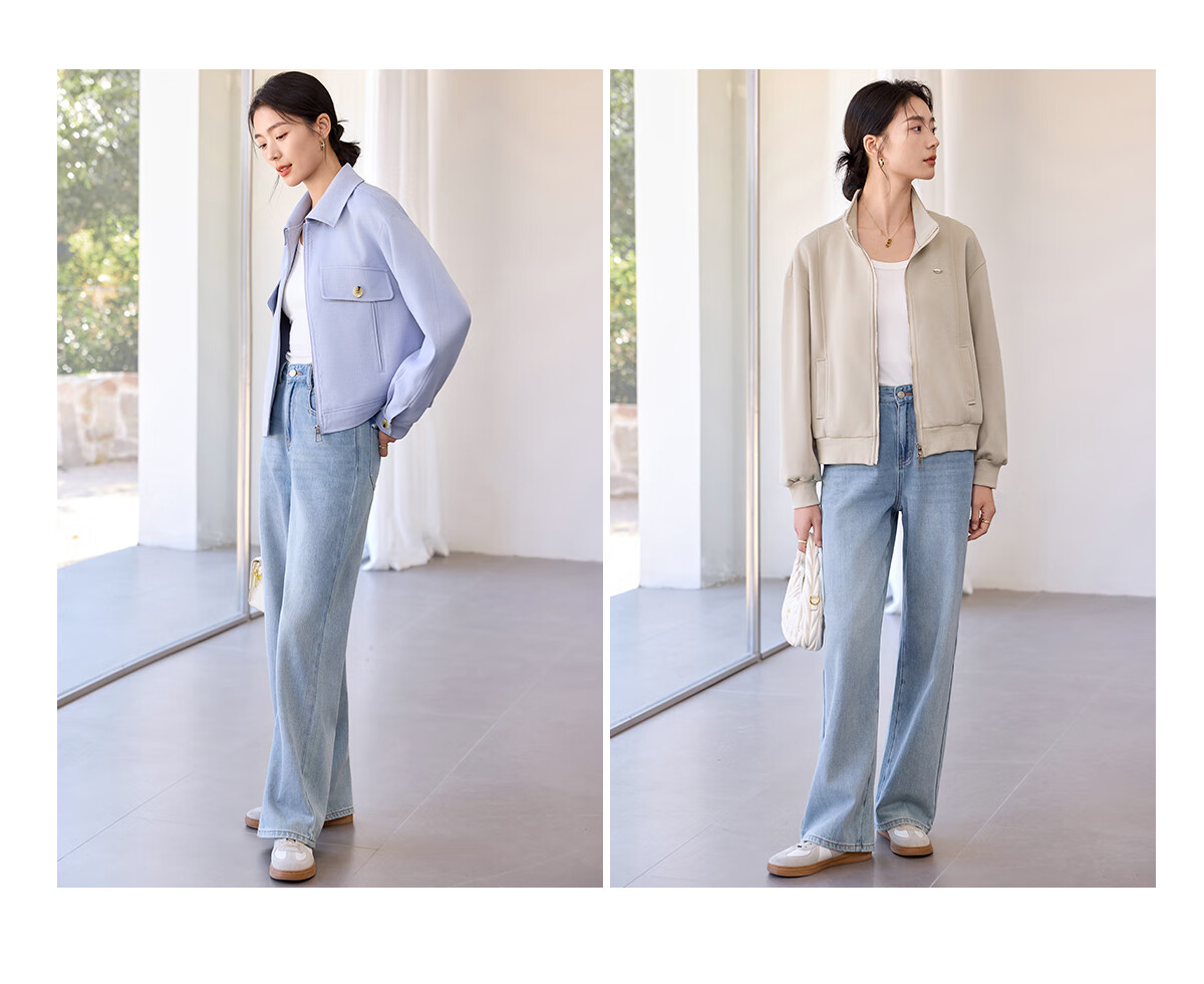 Chushen Spring Autumn Women's Classic Vintage High Waist Straight Loose Slim Casual Denim Jeans S51N057 19