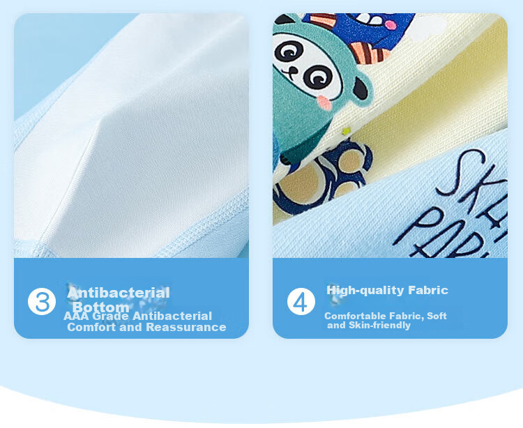LangSha Children's Underwear, Boys' Class A Antibacterial Boxer Briefs, Boys' Shorts, Solid Color Cartoon, for Older Children, 3 Pairs, Size 130 12