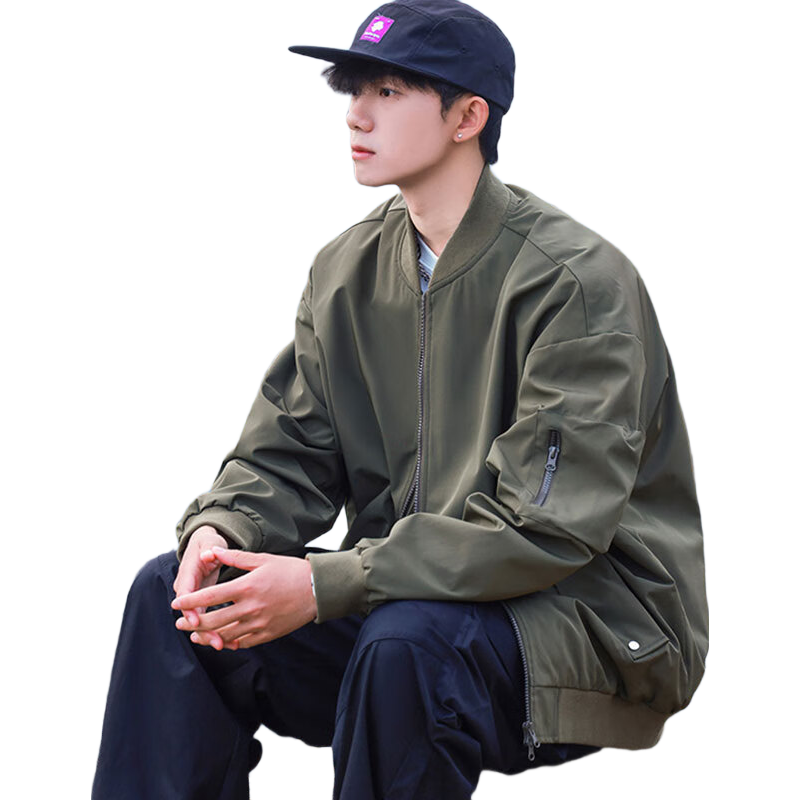I'M DAVID Flight Jacket for Men, Windproof, Casual Spring And Autumn Outerwear, Commuter Sports Baseball Collar Coat, New Retro Moisture-Wicking