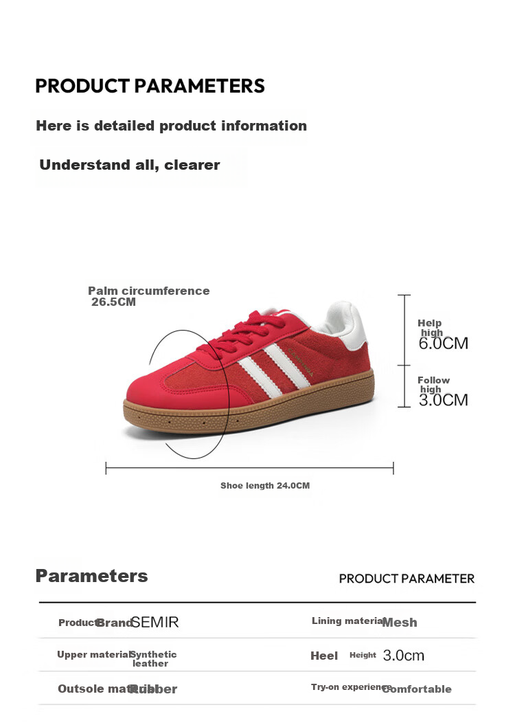 Semir Women's Shoes, Training Shoes for Women, Autumn Thin-Soled Versatile Fashionable Sneakers, Casual Shoes for Women SZY251006, Vintage Red, Size 38 3