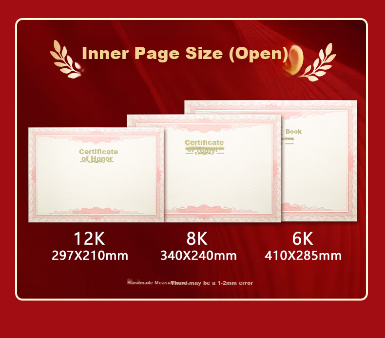 Kingdee Honorary Certificate 6K/10 Pieces, Red Glossy Award Certificate, Exquisite Gold-Stamped Honorary Certificate, Graduation Certificate, Customizable 8