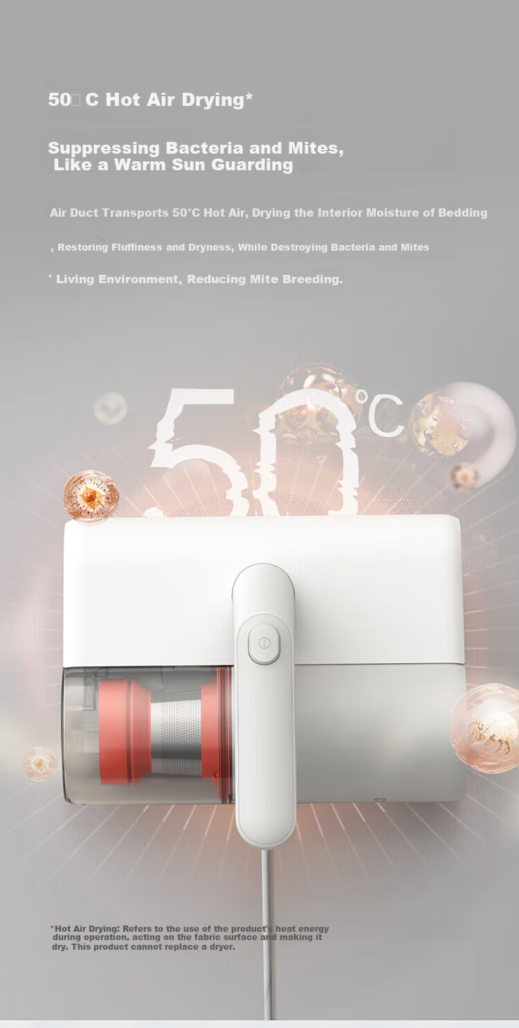 Xiaomi Mijia Dust Mite Remover 2, Handheld Household Mite Eliminator, Bed Mite Removal, Powerful Suction for Deep Cleaning, Visible Dust Cup, Hot Air Dehumidification, MJCMY02DY 4