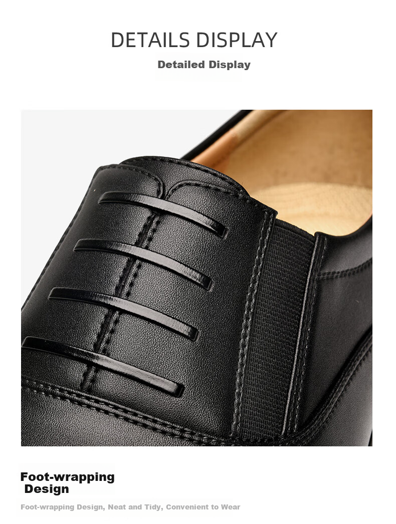 JINHOU Three-Joint Leather Shoes for Men, Business Formal Wear Commute Interview Derby Shoes for Men, SQ20179A, Black, Size 42 16