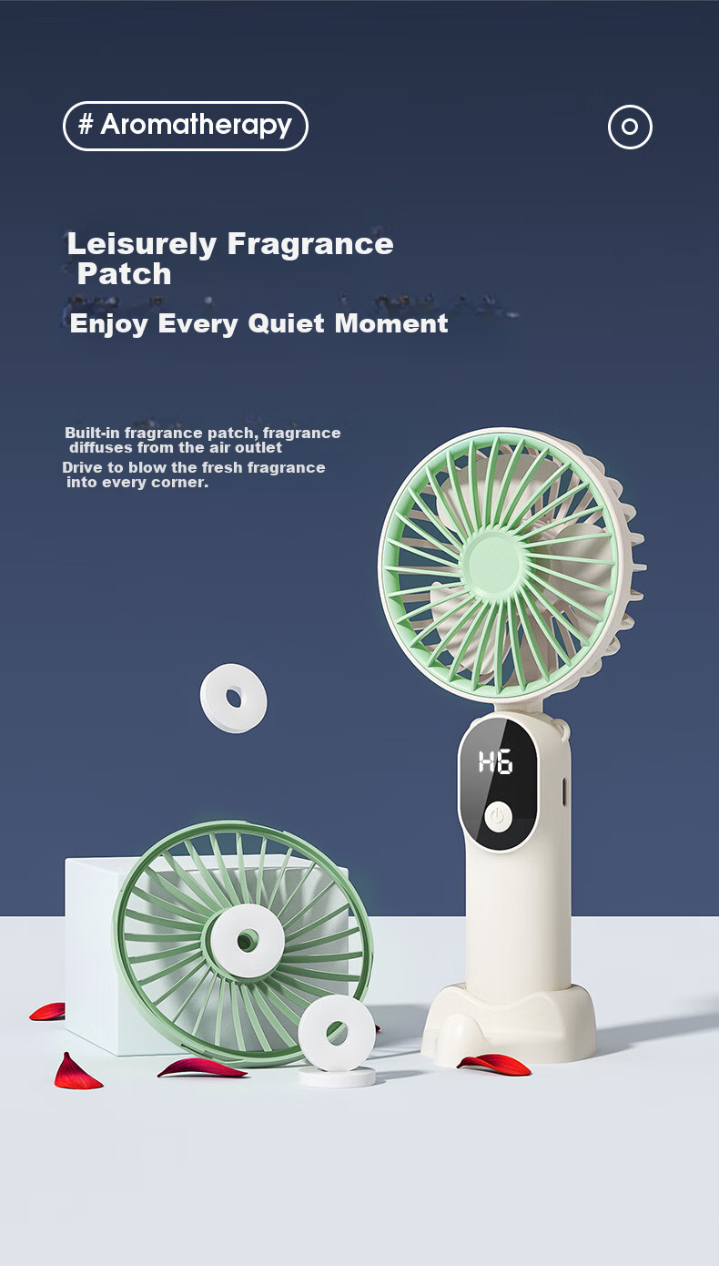 KOVOL Handheld Mini Fan, Foldable Portable Stand, USB Fan, Desktop High-Power Neck-Hanging Fan for Outdoor, Student Dormitory, Office, Rechargeable Personal Small Electric Fan with Ultra-Long Battery Life 20