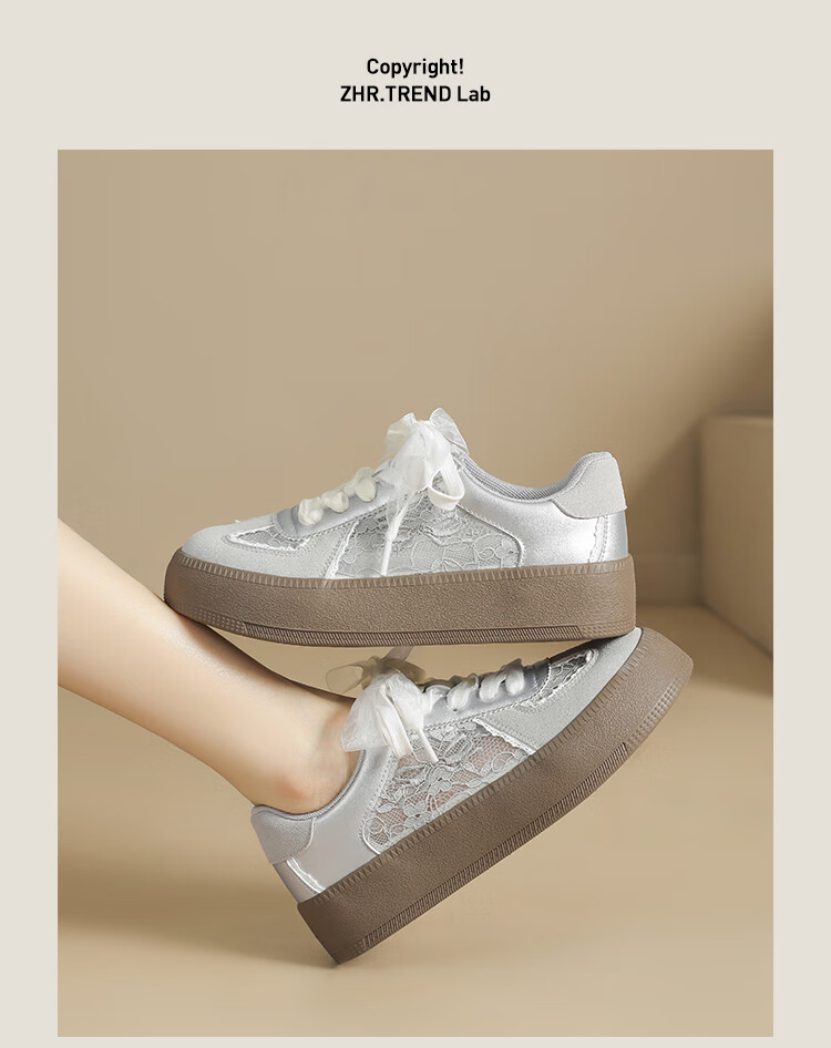 ZHR Women's Training Shoes 2026 New Summer Lace Mesh Breathable Platform Sneakers KS78E Beige Size 40 10