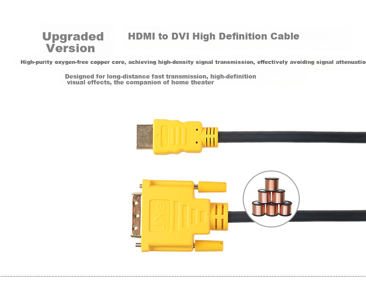 EKL HDMI to DVI Cable, 1.5 Meters, Digital High Bidirectional Conversion Cable, DVI to HDMI Adapter Cable, Laptop Monitor Connection Cable 9