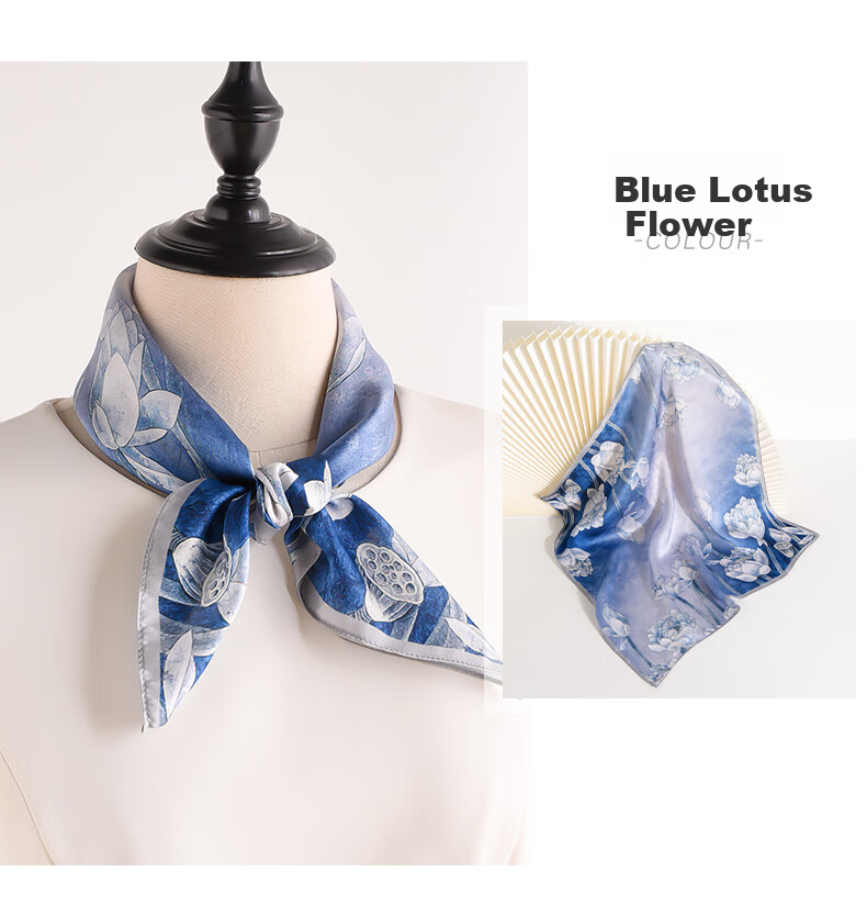 Hangsilu Silk Scarf for Women, Chinese Style Square Scarf, Mulberry Silk, Versatile Outer Wrap, Birthday Gift, Mid-Autumn Festival Present for Mom Or Teacher 12