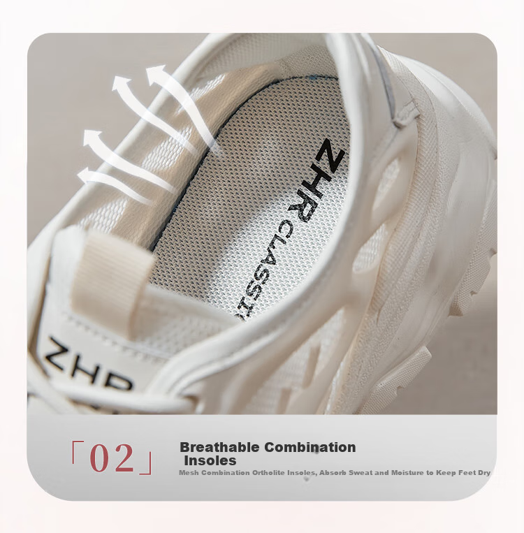 ZHR Dad Shoes for Women, Summer Lightweight Sports Casual Shoes, Breathable Mesh Women's Shoes, QK05E, Beige, Size 37 11