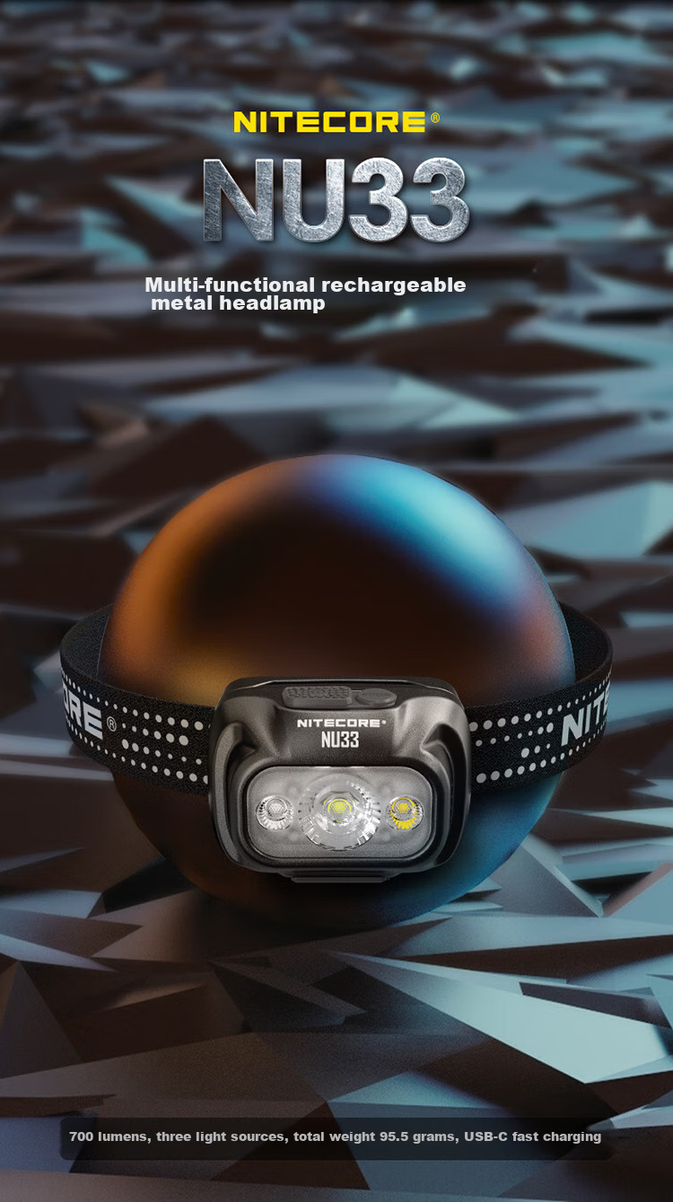 NITECORE NU33 Outdoor Headlamp, Lightweight Night Running Light, Hiking And Travel Illumination Headlamp, Rechargeable 2