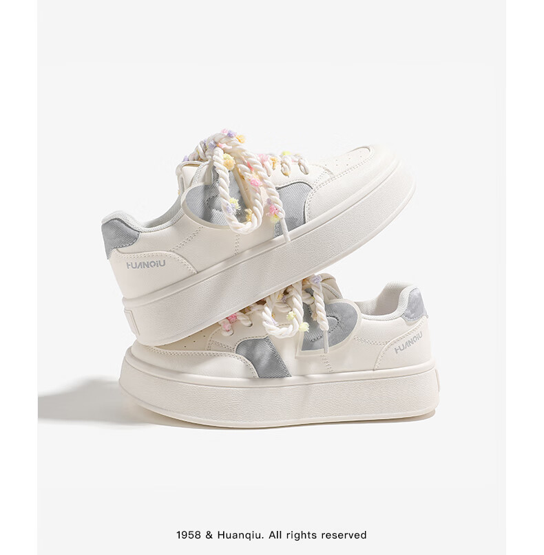 Global Platform Thick Sole Height Increasing White Sneakers for Women Niche 2026 New Campus Style Autumn Winter Casual Skate Shoes Women Beige Gray Size 38 7