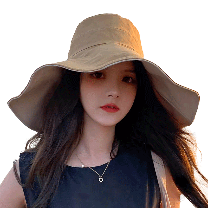 FitonTon Sun Protection Hat for Women, Summer Outdoor Beach Cycling Sunhat, Versatile Wide-Brimmed Cool Hat for Women, 16cm Brim