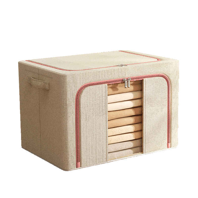Bangnimeijia Foldable Clothes Storage Box, Large 66L Capacity, Khaki Color, Bedroom Organizer, Rust-Resistant, Set of 2
