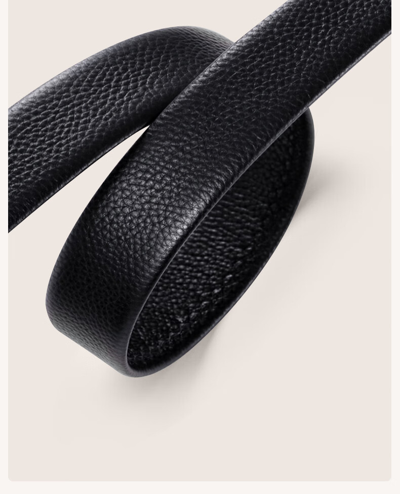 Aokang Men's Genuine Leather Belt, First Layer Cowhide, Flexible and Durable, Automatic Buckle, 115cm, Gunmetal Buckle, Gift for Men 18
