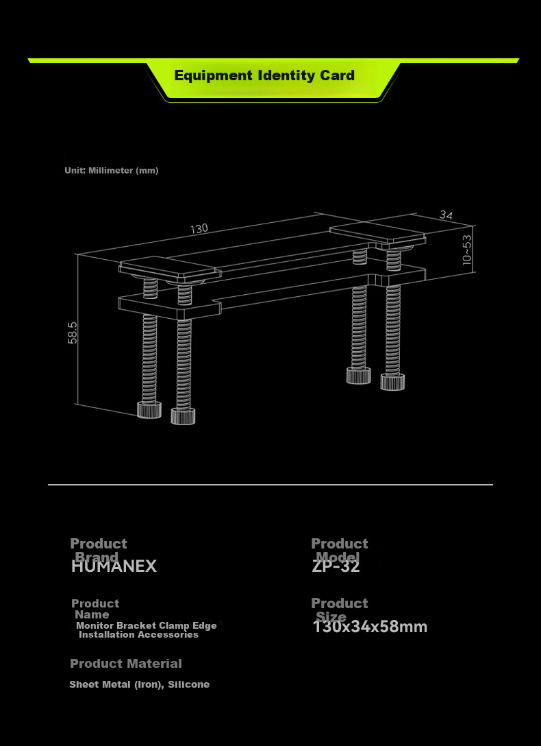 HUMANEX Bracket Clamp Table Accessory, Monitor Bracket Clamp Installation Auxiliary Accessory, ZP-32 4