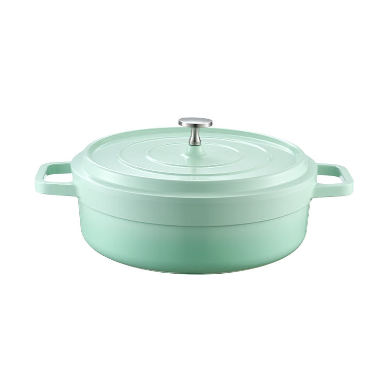 JD Original Ceramic Enamel Light Press Stew Pot for Porridge And Noodles, Compatible with Induction Cooker, Housewarming Gift, 26cm Gradient Gree