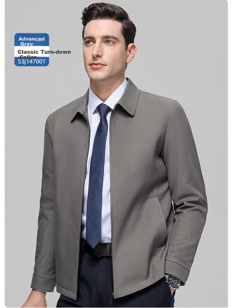 ROMON Lapel Jacket for Men, Spring Season Middle-Aged And Elderly Cadre Outfit, Business Casual Dad Wear JK001 Khaki 2XL 12