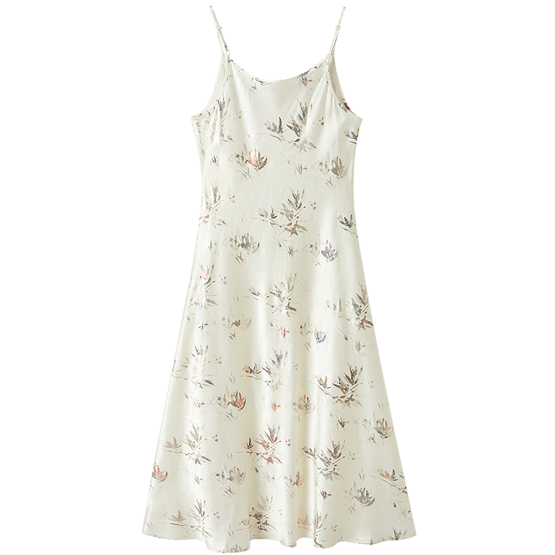 Demana [Pearl Luster] Spring French Style 100% Eastman Acetate Foil Print Camisole Dress for Women