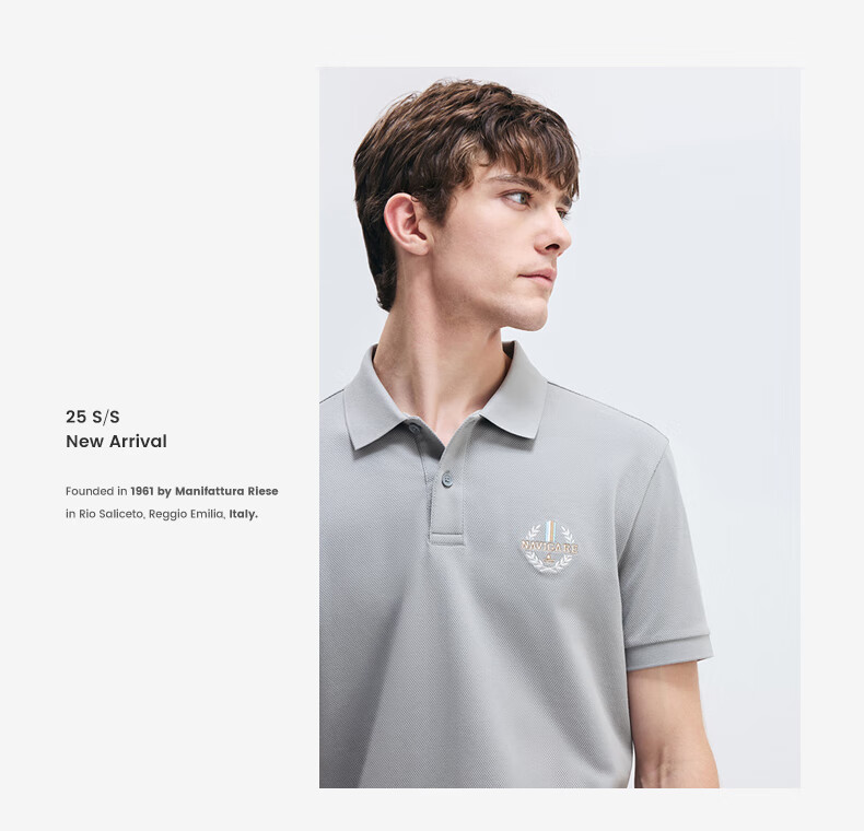 Navigare Italian Small Sailboat Men's Cool-Feeling Elastic Casual Simple Short-Sleeve POLO Shirt 1325525505, Navy Blue, XL 14