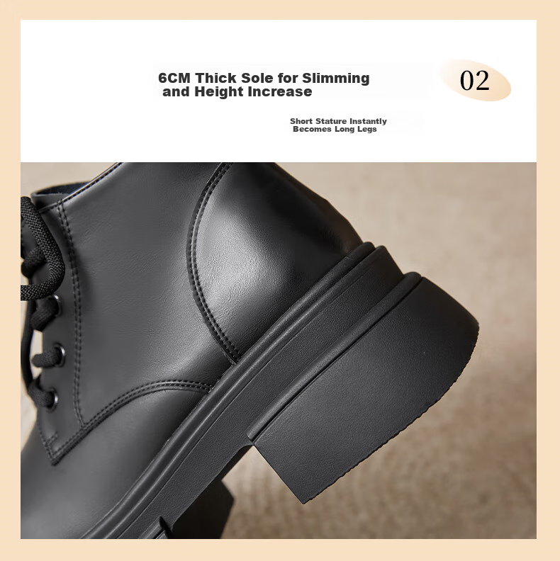 DAPHNE Thick-Soled Martin Boots for Women, Spring 2026 Brown Xinjiang Grassland Travel Short Boots, Retro British Style Height-Increasing Boots 3