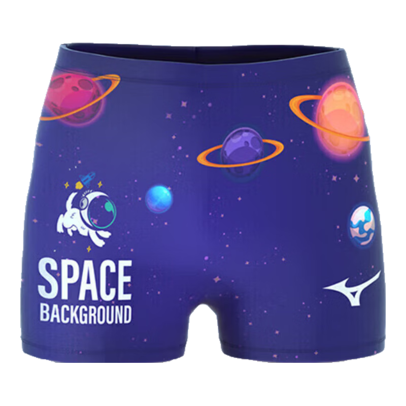MIZUNO Children's Swim Trunks for Boys, Planet Flat-Angle Swim Shorts, Quick-Drying Training Sports Hot Spring Swimwear B1402 Planet 140
