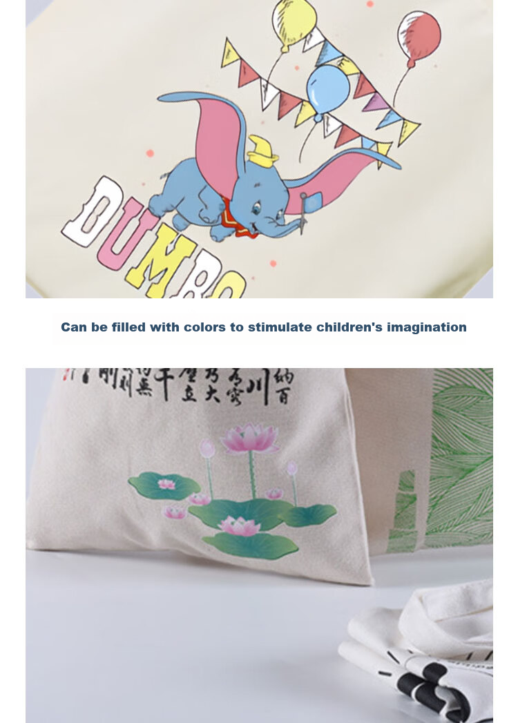 Dipuer White Canvas Bag, Blank Canvas Pouch, Children's DIY Handmade Drawing Bag, Creative Handbag for Painting And Drawing 7