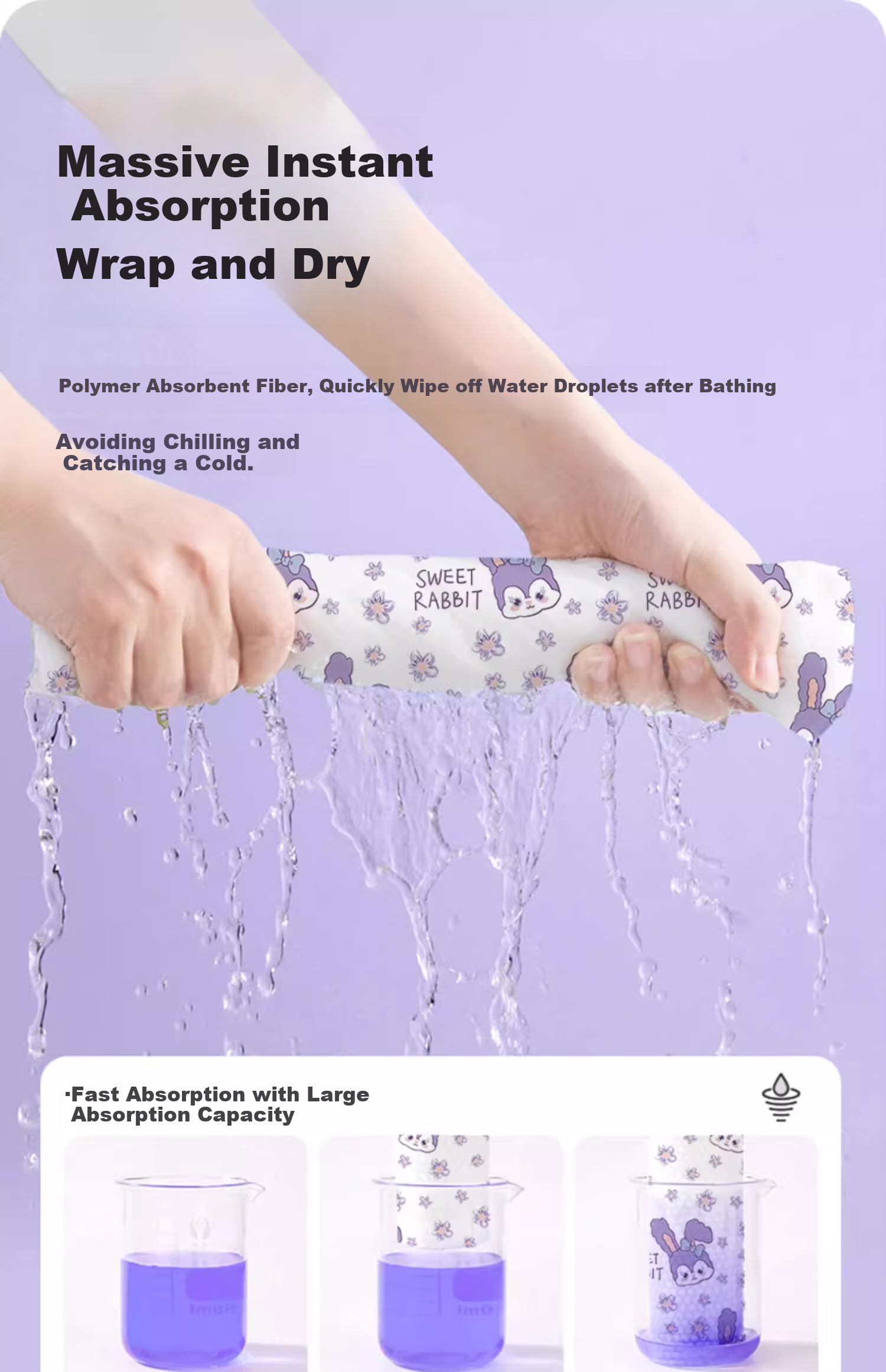 Dr. Chu Disposable Thickened Large Quick-Dry Hair Cap Strong Absorbent Independent Pack Shower Cap Travel Hair Wrap 7