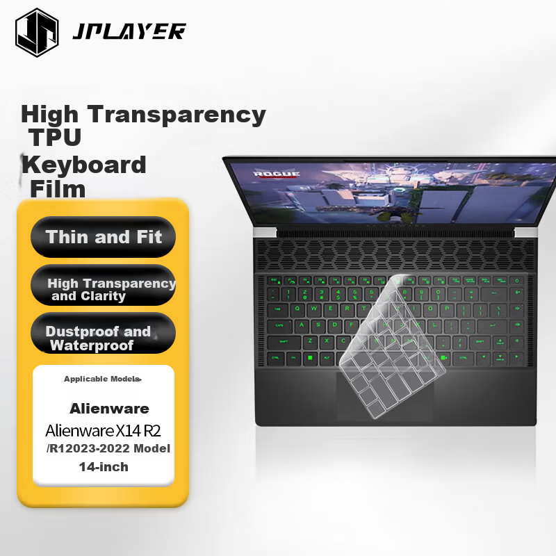 JPLAYER Keyboard Protector for Alienware X14 R2/R1 2023-2022 Models, 14-Inch Gaming Laptop, High Transparency Ultra-Thin Invisible Film