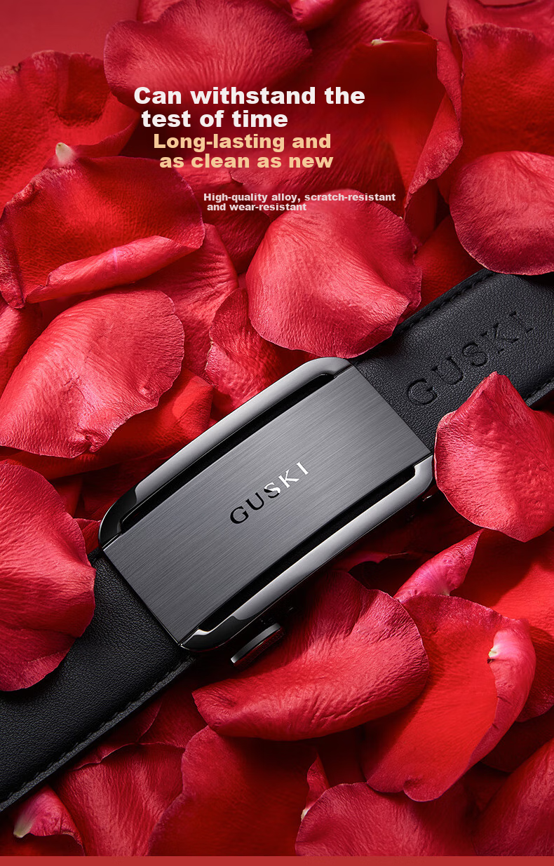 GUSKI Brand Men's Leather Belt with Automatic Buckle, High-End Business Waistband in Gift Box, Birthday Present for Boyfriend Or Husband 7