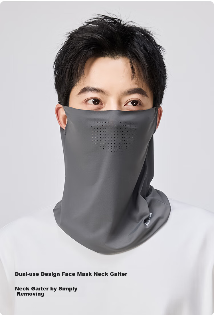 JIUMU Ice Silk Sun Protection Face Mask for Men, Cycling Summer UV Protection Sunshade Neck Guard Full Face Breathable Sun Protection Mask 5