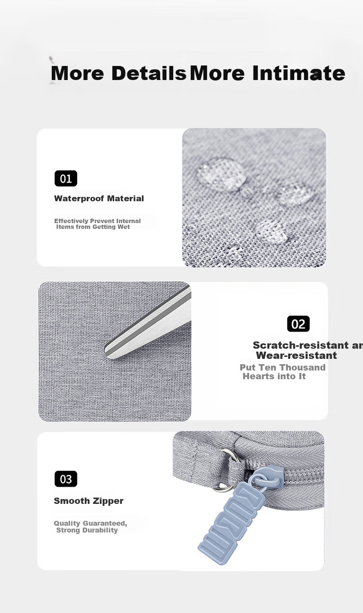 BUBM Power Bank Storage Pouch, Xiaomi 2 Romoss Portable Charger Protective Case, Multifunctional Cable Storage Box, Earphone And Digital Accessory Organizer Bag, Gray, Double-Layer 9