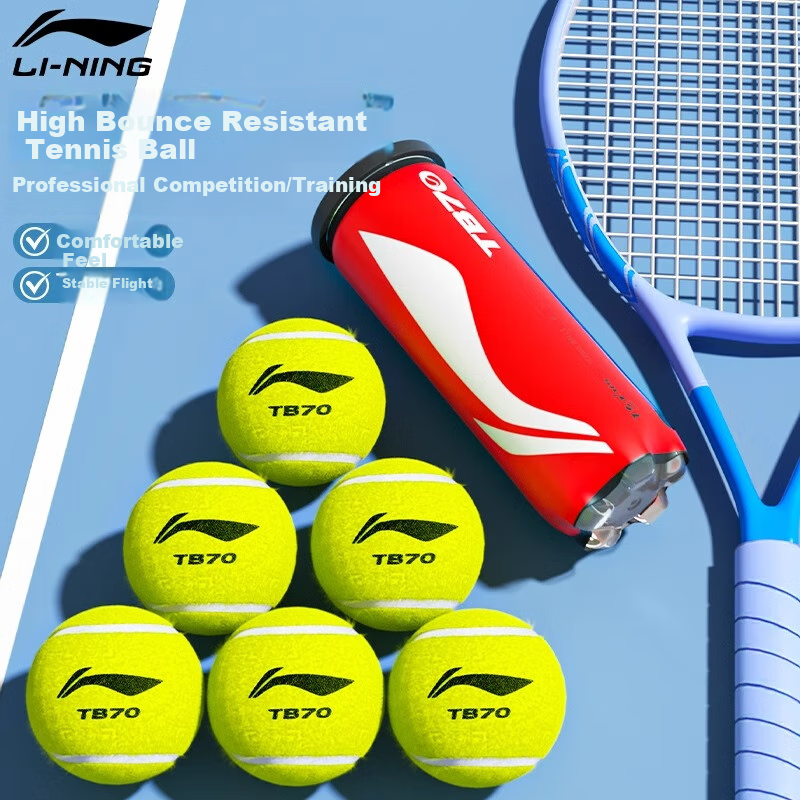 Li-Ning Tennis TB70, Unisex Professional Match Balls, Durable And Wear-Resistant, Fluorescent Fruit Green, Pack of 3