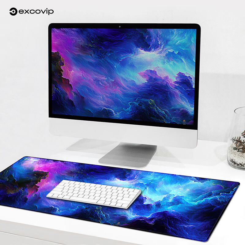 EXCO Dazzling Nebula Gaming Mouse Pad, Large Desk Mat, E-Sports Office Laptop Keyboard Mouse Pad, Thickened Student Desk Mat, Precision Edge Locking 0453 9